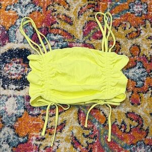 Aerie Bright Yellow Ribbed Bandeau Bikini Top